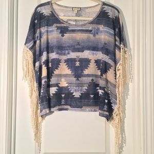 Adorable Aztec Poncho Top!